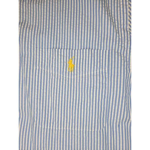 Polo Ralph Lauren RL Untucked Fit Prepster Classic Fit Seersucker Shirt Sz Large - Picture 9 of 15